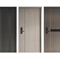 Modern Security Doors With Different Wood Grain Designs And Secure Lock Handles 3d model