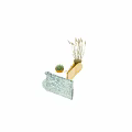 Yellow Green Marble Texture Ceramic Vessels With Grass And Small Potted Plant For Interior Decor