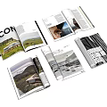 Open Magazines Featuring Architectural Photos And Scenery Layout Design Elements 3d model