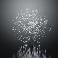 Bright White Firework Display On Black Background With Mirror Reflection Effect 3d model