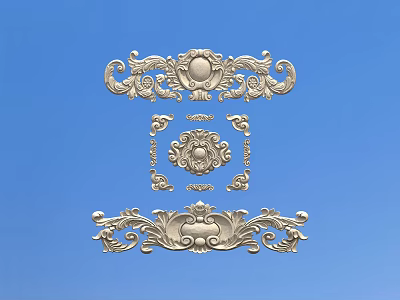 Ornate Decorative Carvings With Symmetrical Patterns Circular Medallion And Long Strip Designs 3d model