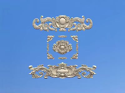Villa Railing Carved European Style Building Exterior Wall Banner Carved 3d model