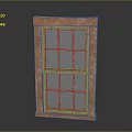 Casement Window With Orange Wooden Frame Grid Panes And Modern Design