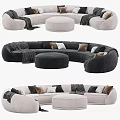 Stylish Curved Sofa Set With Ottoman Throw Pillows And Cozy Blankets