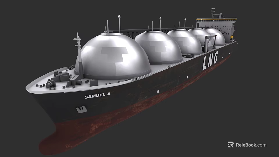 LNG Carrier Ship With Spherical Storage Tanks And Samuel A Identification 3d model 