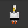 Pixel Art White Pelican 3D Model With Yellow Beak And Orange Feet