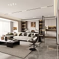 Modern Living and Dining Room Interior Design With Sofa Coffee Table Dining Chairs TV Stand