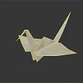 White Origami Crane Decorative Ornament Set With Black Background And Reflection 3d model