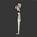 3D Animated Character In Black Shirt And Khaki Pants With Arms Outstretched On Gray Background