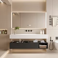 Modern Bathroom Vanity With LED Mirror Storage Shelf And Towel Racks