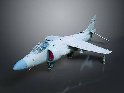 Detailed Light Gray Airplane Model with Blue Nose Open Cockpit Red Door and Landing Gear 3d model