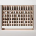 Modern Decorative Cabinet With Glass Compartments Built In Lighting And Marble Countertop