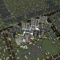 Aerial View Planning of Modern Residential Community Featuring High Rise Buildings and Green Spaces