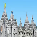 Grand European Style Architecture With White Exterior Multiple Spires And Golden Accents