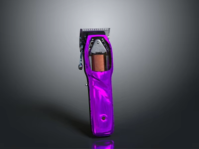 Purple Electric Hair Clipper With Ergonomic Grip And Stainless Steel Blade 3d model