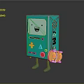 Turquoise Cartoon Style Computer Device With Smiling Face Screen Colorful Buttons BMO Text And Legs