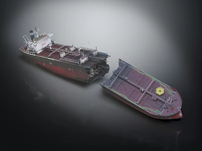 Wooden Boat Split Hull Display With Detailed Deck And Structural Components 3d model