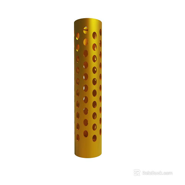 Yellow Decorative Cylinder With Round Holes For Home Interior Design 3d model 