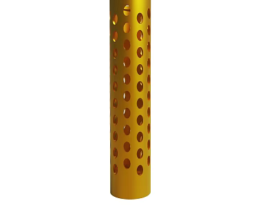 Yellow Decorative Cylinder With Round Holes For Home Interior Design 3d model