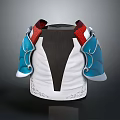 White Traditional Vest With Blue Red Shoulder Decorations And Embroidered Patterns