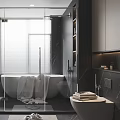 Modern Luxury Bathroom Interior Design With Backlit Mirror Freestanding Tub And Glass Shower