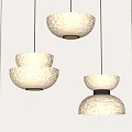 Modern Textured Glass Pendant Chandeliers With Layered Design And Gold Accents