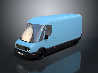 Modern Light Blue Cargo Van With Sleek Exterior And Black Wheel Accents 3d model