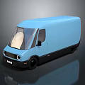 Modern Light Blue Cargo Van With Sleek Exterior And Black Wheel Accents
