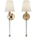 Modern Brass Wall Sconces With White Shade And Transparent Pole Design