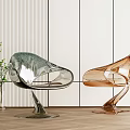 Modern Transparent Leisure Chairs Gray And Amber Acrylic Designs With Wooden Floor And Green Plant