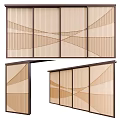 Modern Wooden Frame Room Divider With Striped Design For Interior Space Separation 3d model
