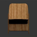 Wooden Accent Chair with Curved Backrest Seat Light Wood Grain Sleek Armrests and Angular Legs