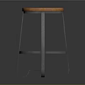 Modern Round Wooden Top Stool With Sturdy Metal Cross Legs Design
