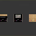 Retro Style Three Wooden Arcade Machines With Screens And Control Panels