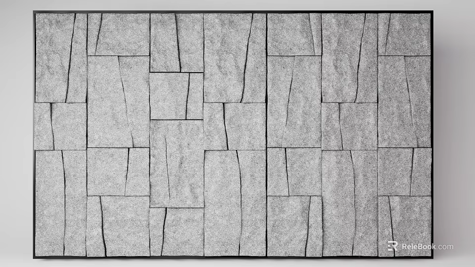 Natural Stone Feature Wall With Irregular Slab Texture And Modern Design 3d model