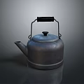 Shiny Metallic Kettle With Black Handle And Lid For Daily Household Use