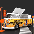 Yellow Mobile Commercial Food Truck With Open Top And Advertising Graphics