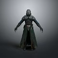 Armored Fantasy Warrior Character With Green Cloak Spiked Gauntlets And Leather Armor