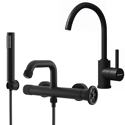 Stylish Black Faucet With Modern Design For Bathroom And Kitchen Fixtures 3d model