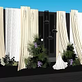 Decorative Ornament Combination With White Dress Model Flower Bouquets Green Plants Beige Curtains And Chandeliers