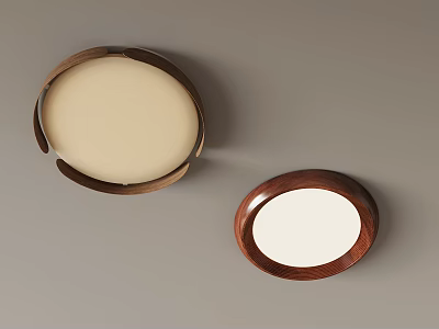 Wooden Framed Circular Decorative Plates In Two Sizes With Light Surfaces 3d model