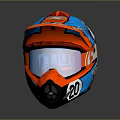Red Blue Tactical Weapon Helmet with Visor and Number 20 Design Feature