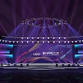 Vibrant New Year Stage Setup With Lighting Backdrop Screen And Network Light Design 3d model