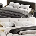 Light And Dark Modern Double Beds With Soft Pillows Cozy Blanket And Nightstands