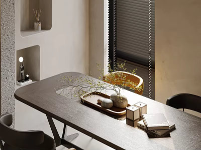 Vase With Flowers On Modern Table In Minimalist Interior 3d model