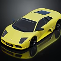 Yellow Sports Car With Sleek Design Tinted Windows And Black Wheels On Black Background