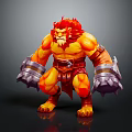 3D Fire Elemental Warrior Creature With Muscular Build Red Orange Flames And Metal Gauntlets