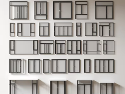 Various Modern Casement Windows With Different Frame Designs And Glass Panels 3d model