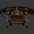 Ancient Weapon With Wooden Structure Wheels Copper Components And Red Launching Mechanism