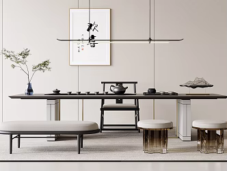 New Chinese Tea Table and Chair 3d model